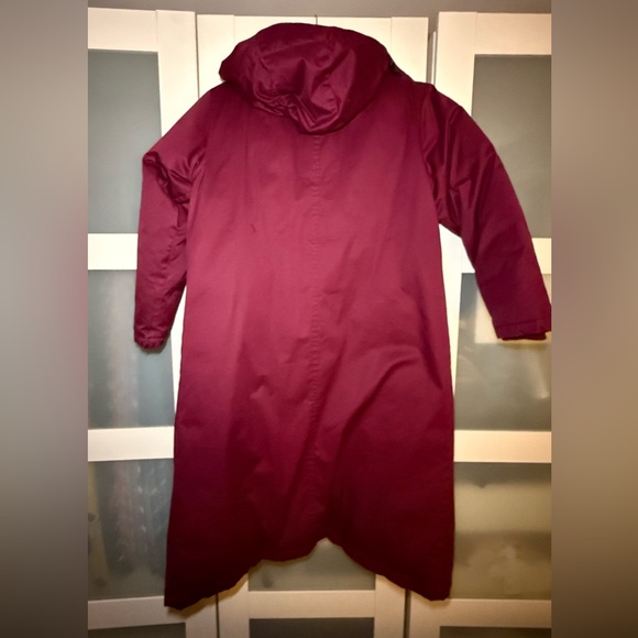Lands End Vintage Cotton and Down Coat Small Petite Burgundy - Picture 2 of 5